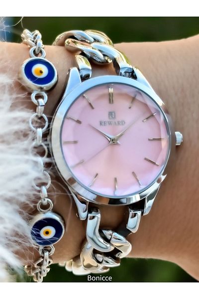 Reward Waterproof Pink Women's Wristwatch Bracelet - Brand Steel Cord