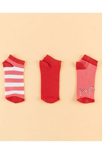 Madame Coco Zèbre Women's 3-Piece Booties Socks