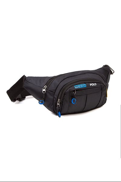 Newish Unisex Black Blue Waterproof Shoulder and Waist Bag - USB Port