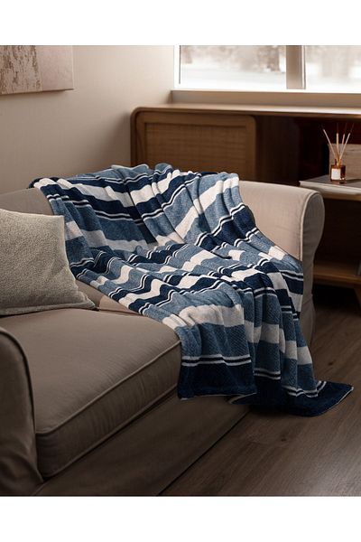 Madame Coco Arcachon Welsoft Printed TV Blanket - Navy Blue