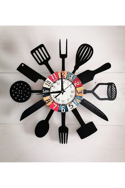 Bilge Lazer bilge Tasarım   KİTCHEN  ( MUTFAK)  Favori  SİYAH  Duvar Saati 40...