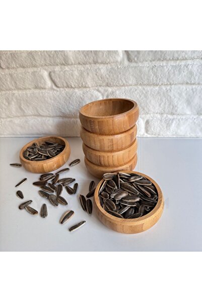 yeninesilevim 6'lı Bambu Ahşap Çerezlik Tabak Kase