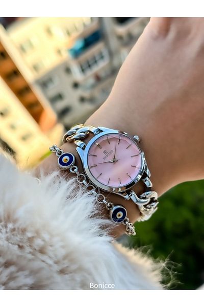 Reward Waterproof Pink Women's Wristwatch Bracelet - Brand Steel Cord