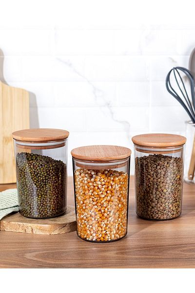 Madame Coco Yuviera 900ml Wooden Lid Storage Container Set of 3