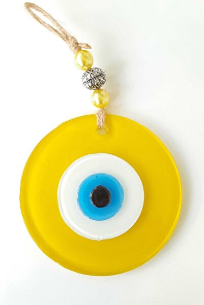 ella'nın çarşısı Κίτρινο Χρωματιστό Γυάλινο Χάντρα Κακού Ματιού Χειροποίητο Δ...
