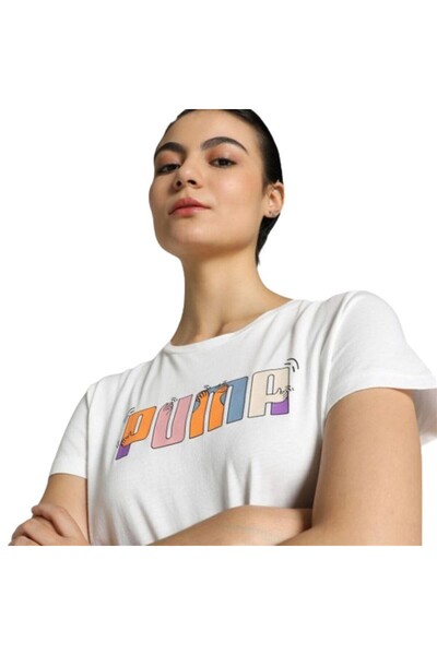 Puma Γυναικείο λευκό μπλουζάκι με γραφικό σχέδιο ESS+ - 679916   02