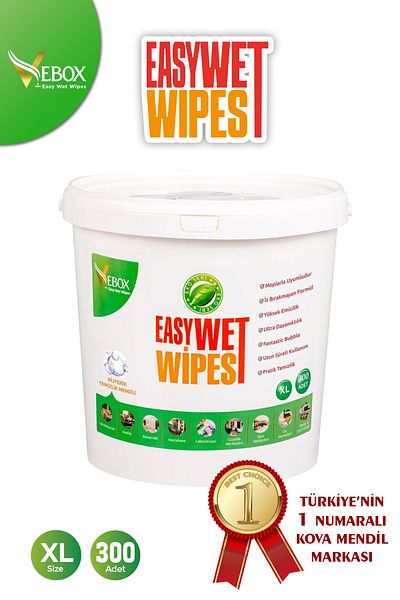 VEBOX Easy Wet Wipes Bucket Wet Wipes Fantastic Bublle Scented Eco 300 pcs