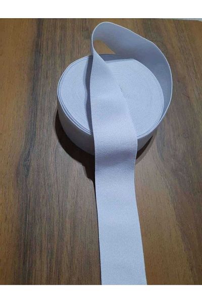 İMREN AKSESUAR 4 Cm Albă Pantaloni Talie Elastic Plat Lată 5 Metri