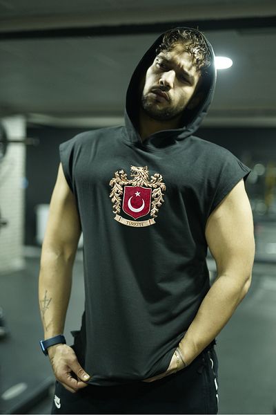 Oxlade Wolf Sports T-Shirt Turkish Coat of Arms Hooded Fitness Tank Top 100% Cotton Quality Fabric ®