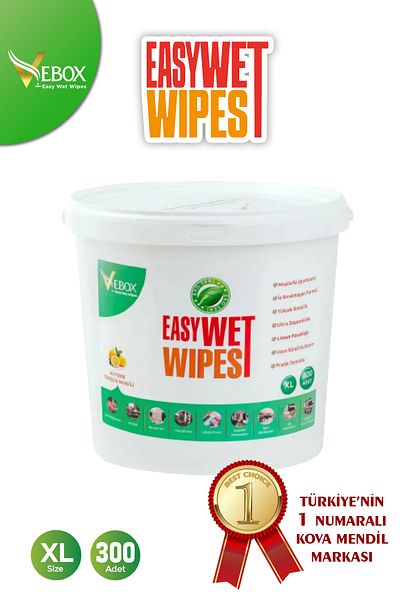 VEBOX Easy Wet Wipes Bucket Wet Wipes Lemon Freshness Eco 300 Pieces
