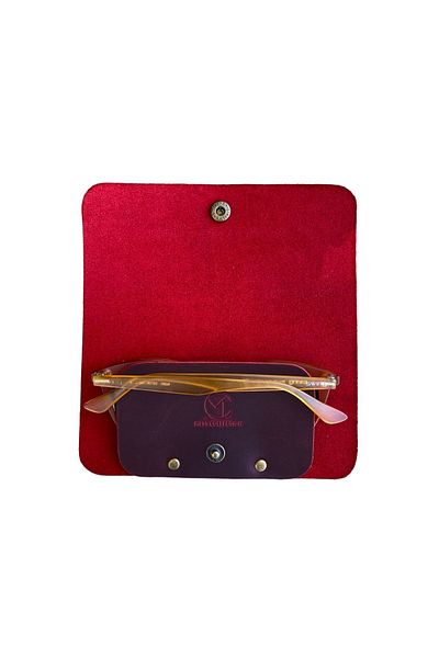 Mess collection Φόρεμα με γνήσιο και πραγματικό δέρμα Red Minimal Glasses - Θήκη και δοχείο δώρου