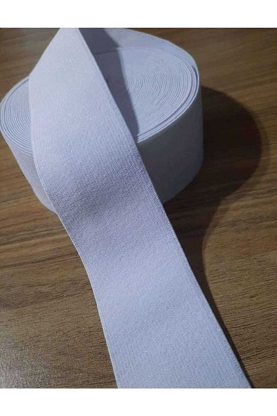 İMREN AKSESUAR 4 Cm Albă Pantaloni Talie Elastic Plat Lată 5 Metri