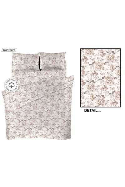 Lucy and Home Σετ Παπλωματοθήκη Ζευγάρι με στάμπα Ranforce Flower 100% Βαμβάκι