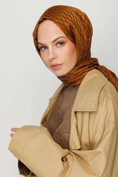 VALORSCARF honey foam qoza pattern silky jacquard shawl