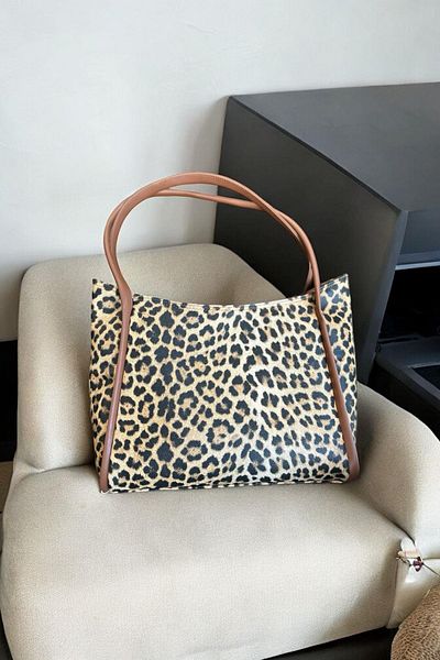 BAHELS Geantă de umăr maro cu model leopard - cu curea