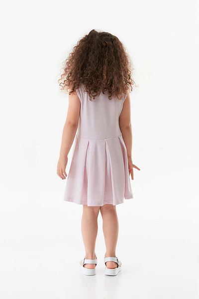 Sellfie Kids Girl's Striped Pleated Collar Combed Cotton Dress