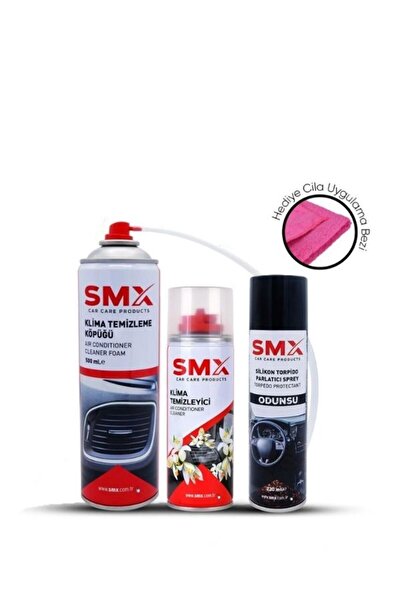 SMX Klima Temizleme Köpüğü + Klima Temizleyici  + Silikon Torpido Parlatıcı + Hediye Cila Bezi