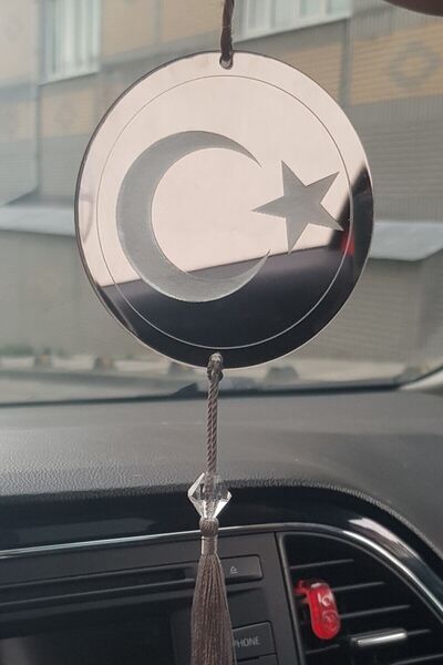 Essa Tasarım Pleksi Çift Taraflı Araba Süsü Ayyıldız Yıldız Desenli Dikiz Ayn...