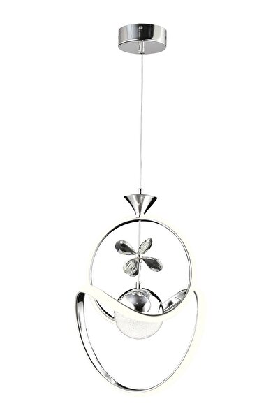 Apliqa Conroy Krom 3 Renkli 48 Watt Kristal Ledli Modern Oturma Odası Salon Sarkıt Avize