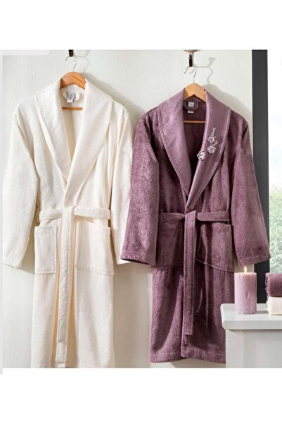 Özdilek NANCY BAMBU HAPPY SET (Bornoz Seti) Murdum Krem