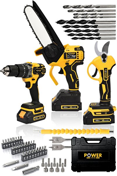 POWER BLACK GERMANYPROFESYONEL 2Akülü3LÜ SET Şarjlı Dal Ağaç Kesme Testere + ...