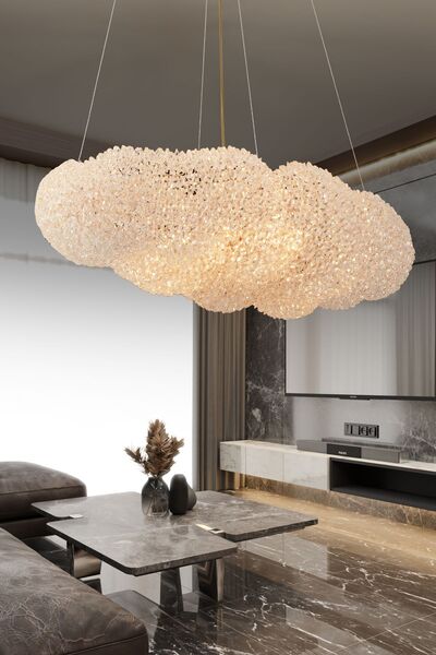 Apliqa Pansy Yemek Masa Üstü Bulut Gold Kaplamalı Modern Tasarım Salon Krista...