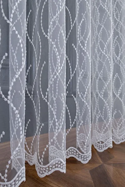 farbateks Ivy Brode Embroidered 1 E 3 Layer Pleated Tulle Curtain