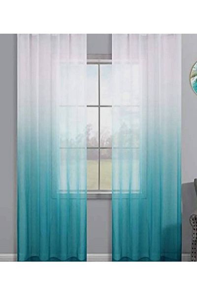 farbateks Petrol Green Gradient S Pleat Tulle Curtain