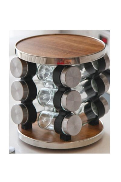 Pinkev 12-Piece Glass Salt Shaker with Rotating Stand Pepper Shakers Spice Rack Set