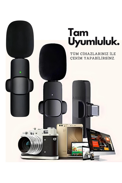 Abbruch By Sabron Kablosuz Yaka Mikrofonu Type-c 2 Adet Mini Mikrofon Youtube/tiktok/reels/podcast
