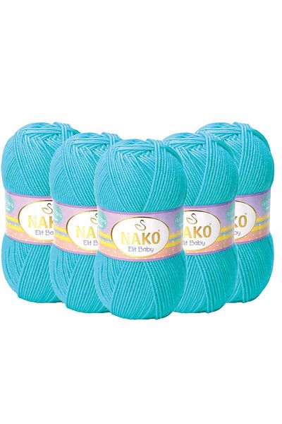 NAKO 5 Pieces Nako Elite Baby Anti Pilling - 3323 Turquoise Hand Knitting Yarn