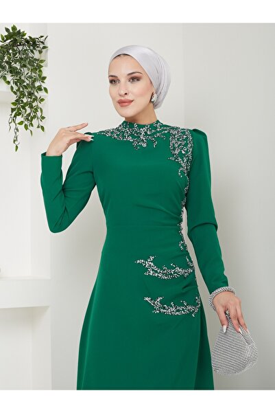 İvamoda Βραδινό φόρεμα θαλάσσιο Hijab DNZ001