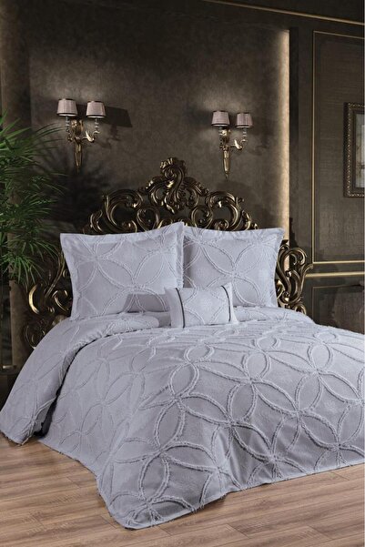 Çeyiz Diyarı Gray Zehra Cotton Double Bedspread