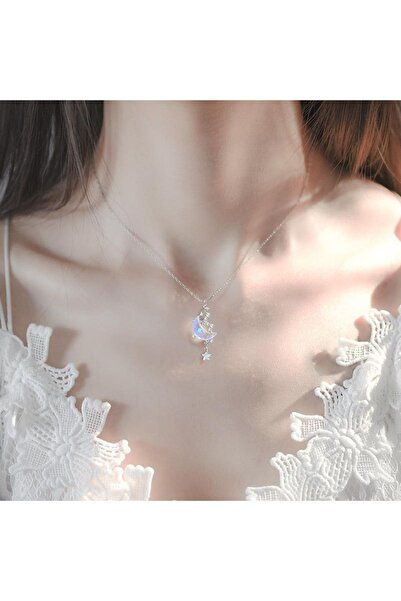 behelit Yeni Yıldız Ay Aşk Kolye  Aytaşı Kolye Kadın Moda Moon & Stars Silver...