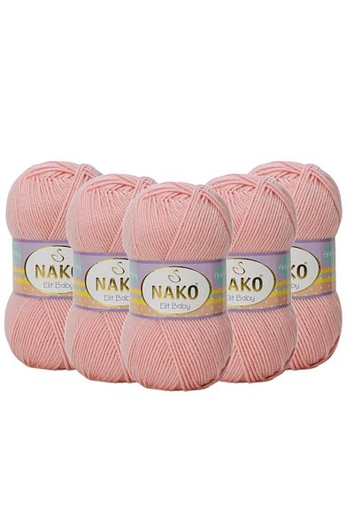 NAKO 5 Pieces Nako Elite Baby Anti Pilling - 6165 Pink Knitting Yarn