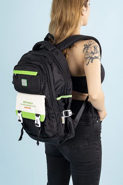 Getcho Ramino Black Multi-Eye Sports Backpack - Laptop/Tablet Compartment, Supported Straps