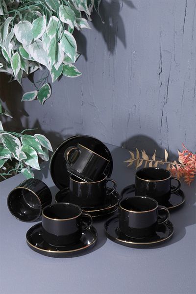 AROW Pink and More TR-3074 - 12 Piece Porcelain Nescafe Cup Set for 6 People