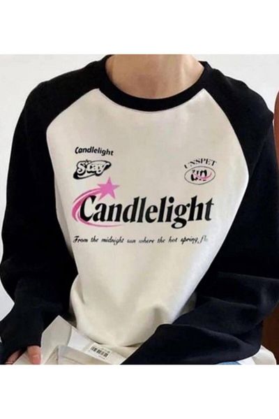 Touz Moda Λευκό μπλουζάκι Unisex - Candlelight Raglan, μακρυμάνικο
