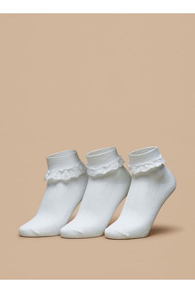 Flora Bella by Shoexpress Frill Detail Ankle Length Socks - Set of 3