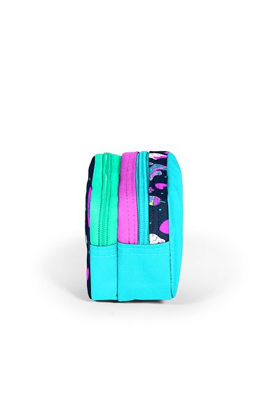 Coral High Navy Blue Pink - Παιδική τσάντα μολυβιού δύο τμημάτων με μοτίβο γάτας και πατίνι 12091
