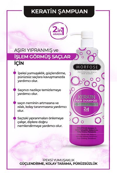 Morfose 1000 ml Keratin Hair Care Shampoo - Nourishing and Protective Effect