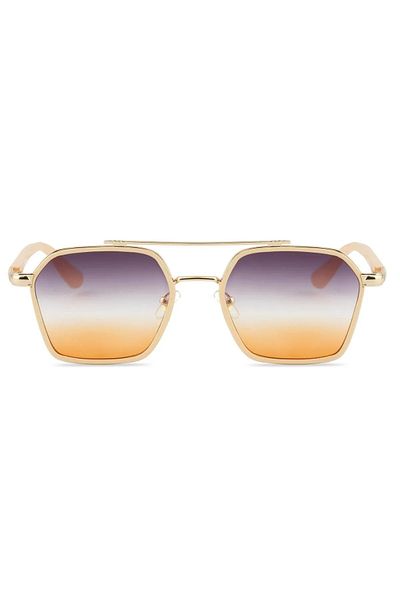 TomyHelf Women's Sunglasses - Corner Design, Cream Frame, Black Gradient Glass