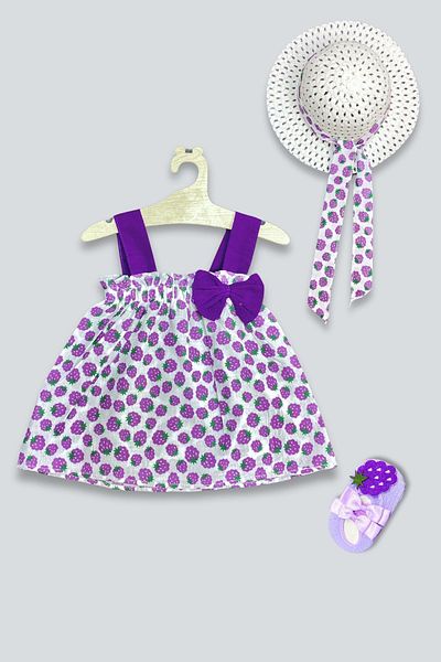 ADABEBEK Blackberry Dress Set with Ballerina Socks and Hat