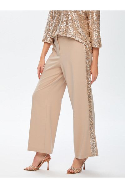 Faik Sönmez Wideleg Fit Trousers with Sequin Stripe on the Side 69493