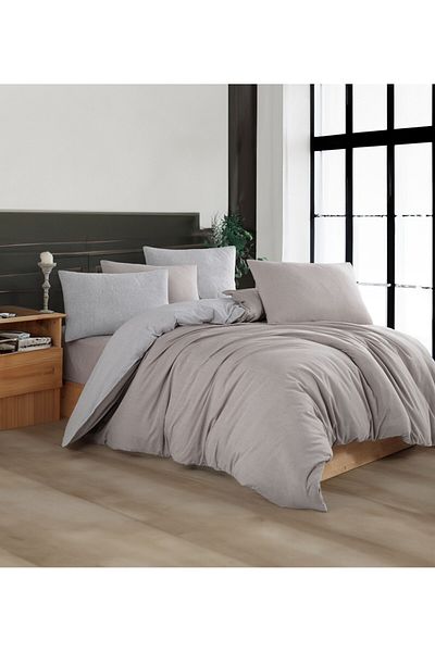 TABEA HOME Double Color Double Duvet Cover Set - Elastic and Cotton