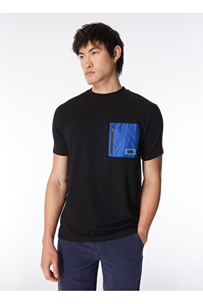 Karl Lagerfeld Bisiklet Yaka Mavi Erkek T-Shirt 755140542221