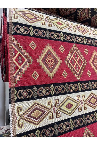 SG TEKSTİL VE DÖŞEME MALZEMELERİ Kilim Patterned Upholstery Cedar - Cushion, Balcony, Garden Fabric