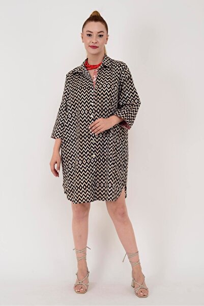 Park Moda AN114 Къса рокля-риза с декоративни детайли