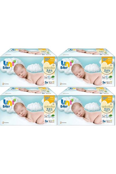 Uni Baby 40 Sheets Wet Towels for Newborn - Sensitive (Set of 12) 480 Sheets for Delicate Skin (4PK*3)