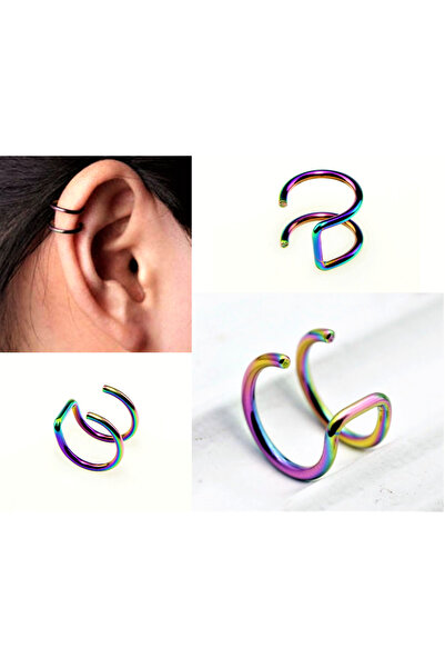 TÜKKAN ACCESSORİES Deliksiz Sıkıştırma Fake Dudak Burun Kulak Kıkırdak Septum 316l Cerrahi Çelik Siyah Kaplama